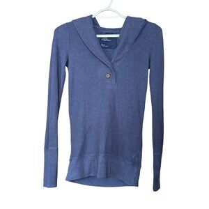 American Eagle Womens size Medium Waffle Thermal Henley Hoodie Elana Gilbert